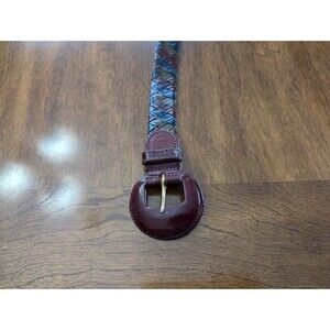 Vtg Women's Size L Woven Leather Belt 36" Leather Strip Colorful Good Condition